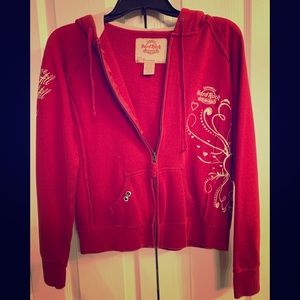 HARD ROCK EMBROIDERED HOODY SWEATER WOMENS MEDIUM